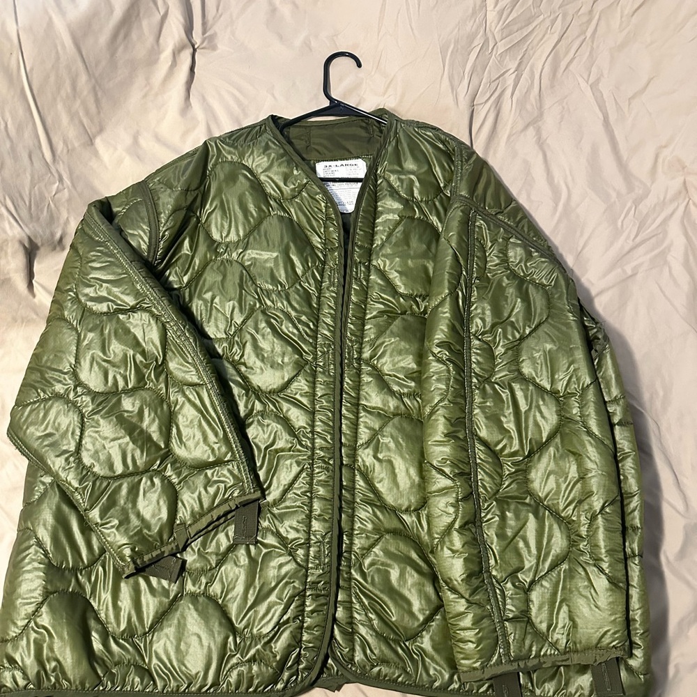 Men's Olive Green Quilted Military Jacket
